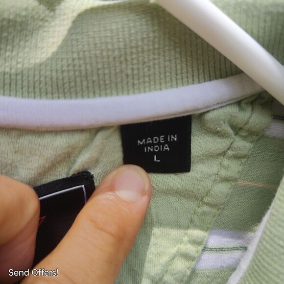 Greg Norman Shirt Mens L Extra Large Green Striped Polo Golf Stretch - Picture 4 of 4